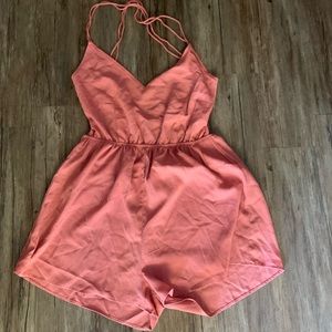 Shein Pink Criss Cross Back Romper Size XL Never Worn